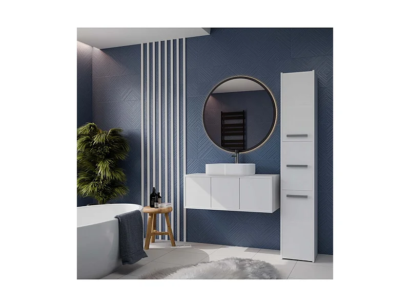 Szafka Łazienkowa SARA S33 | Biała | 30x30x170 cm | 3 Drzwi, Półki