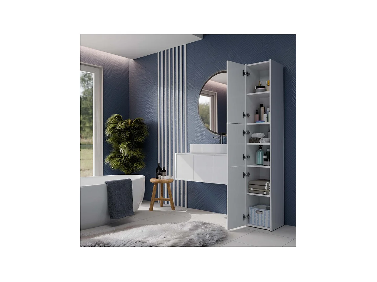 Szafka Łazienkowa SARA S33 | Biała | 30x30x170 cm | 3 Drzwi, Półki