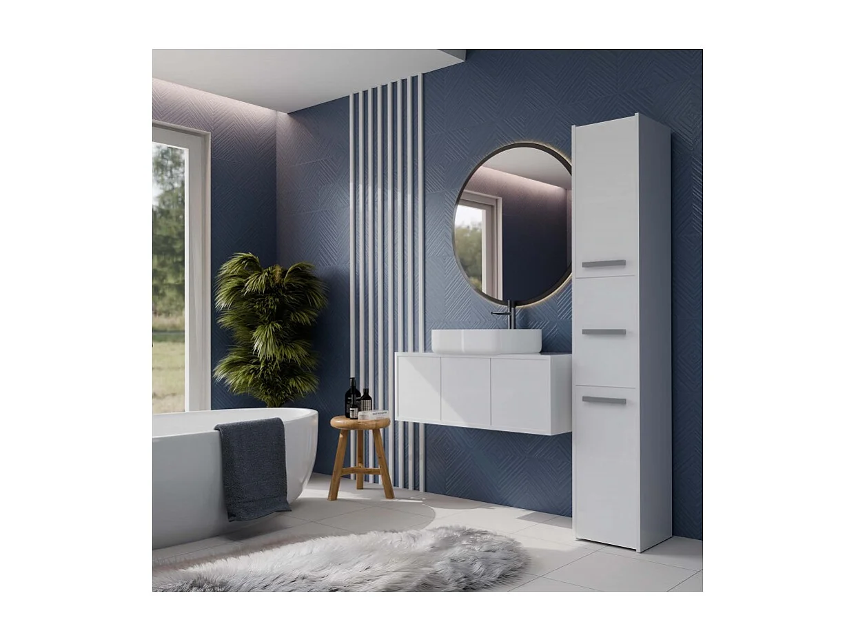 Szafka Łazienkowa SARA S33 | Biała | 30x30x170 cm | 3 Drzwi, Półki