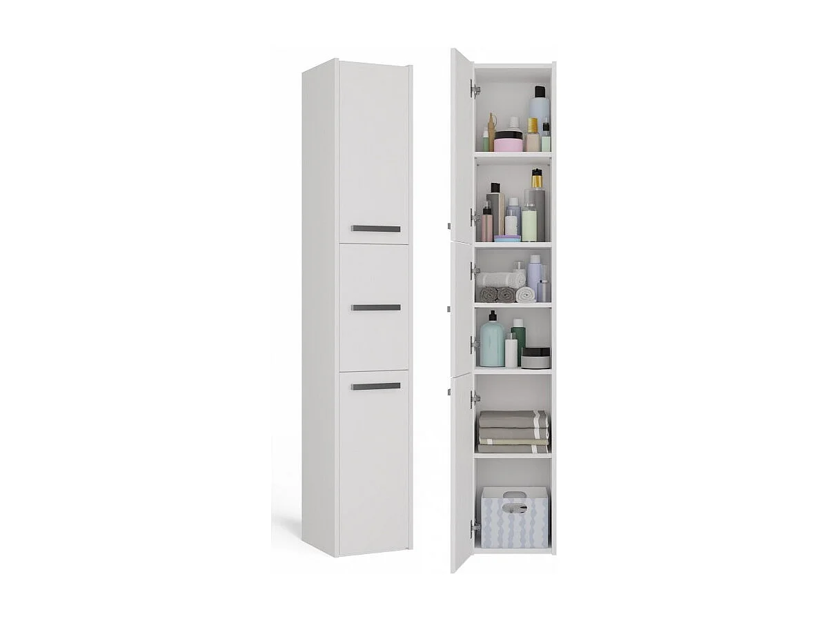 Szafka Łazienkowa SARA S33 | Biała | 30x30x170 cm | 3 Drzwi, Półki