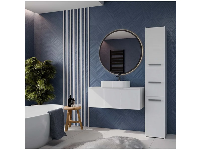 Szafka Łazienkowa SARA S33 | Biała | 30x30x170 cm | 3 Drzwi, Półki