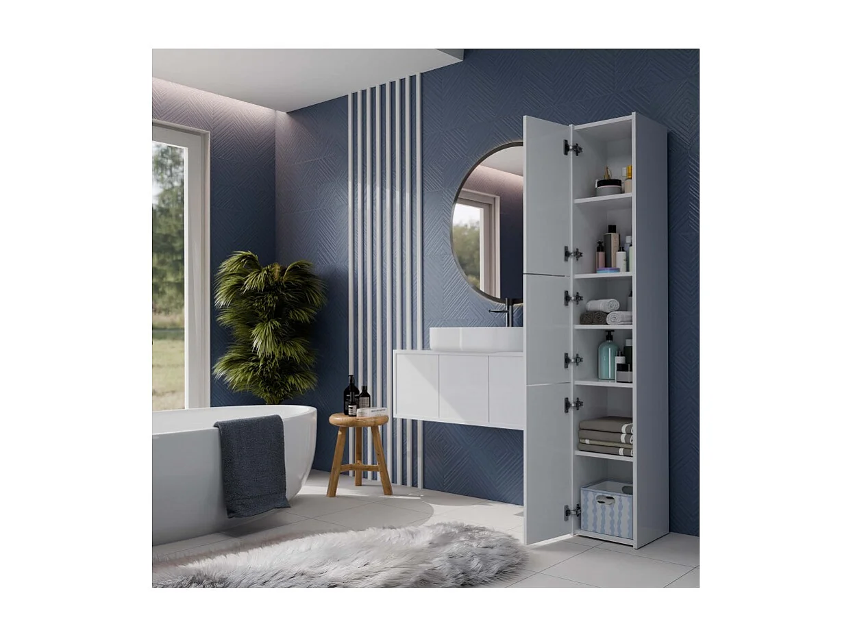 Szafka Łazienkowa SARA S33 | Biała | 30x30x170 cm | 3 Drzwi, Półki