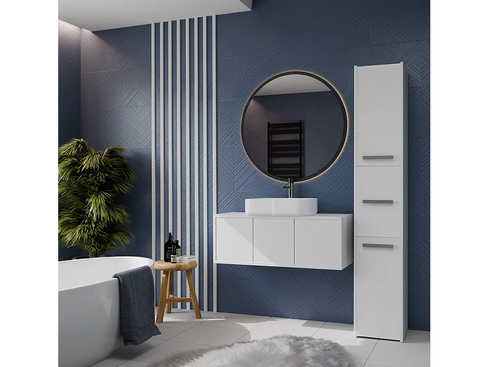 Szafka Łazienkowa SARA S33 | Biała | 30x30x170 cm | 3 Drzwi, Półki