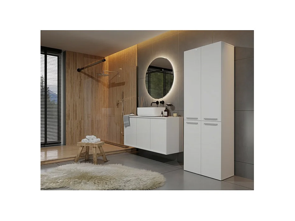 Słupek łazienkowy NEL 2K DD | Biały  | 60x30x174 cm | Regał, Półki