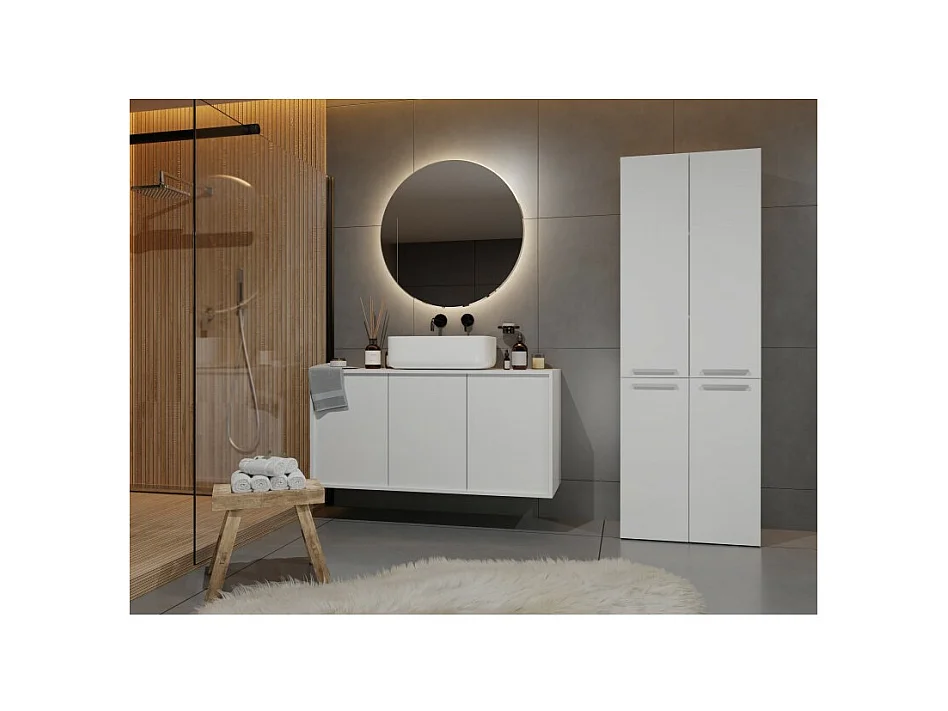 Słupek łazienkowy NEL 2K DD | Biały  | 60x30x174 cm | Regał, Półki