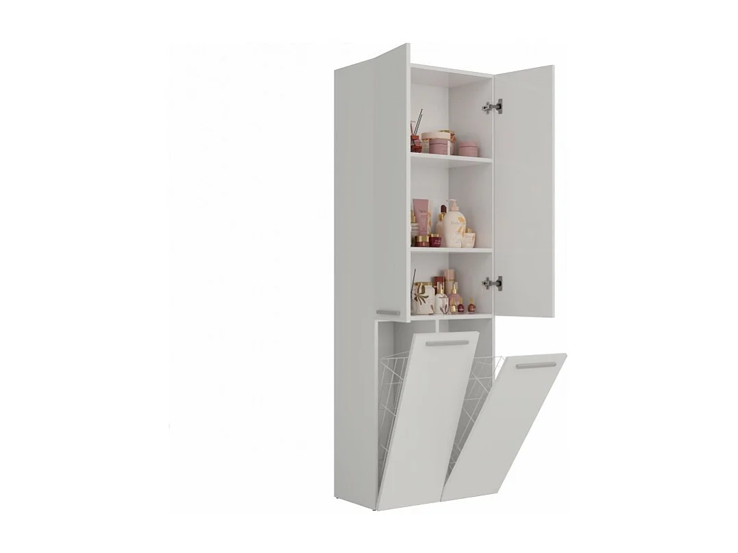 Słupek łazienkowy NEL 2K DD | Biały  | 60x30x174 cm | Regał, Półki