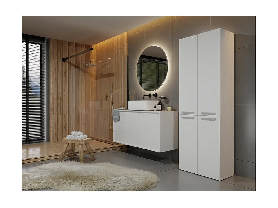 Słupek łazienkowy NEL 2K DD | Biały  | 60x30x174 cm | Regał, Półki