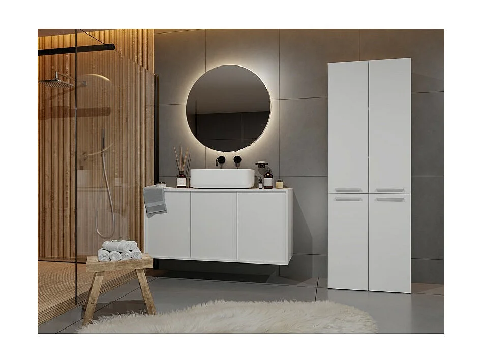 Słupek łazienkowy NEL 2K DD | Biały  | 60x30x174 cm | Regał, Półki