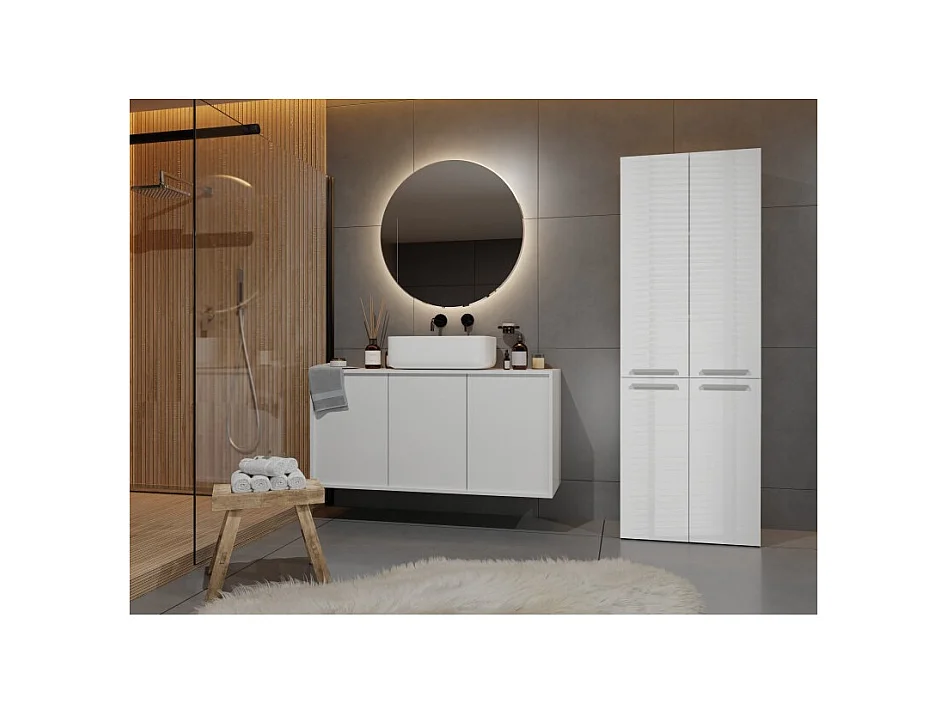 Słupek Łazienkowy Nel | Biały Połysk | 60x30x174 cm | Regał Łazienkowy