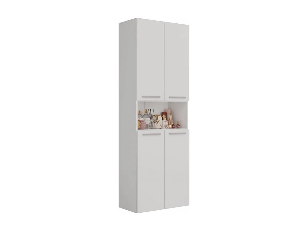 Słupek Łazienkowy Nel 2K DK | Biały | 60x30x174 cm | Szafka Regał 3 Półki 2 Kosze