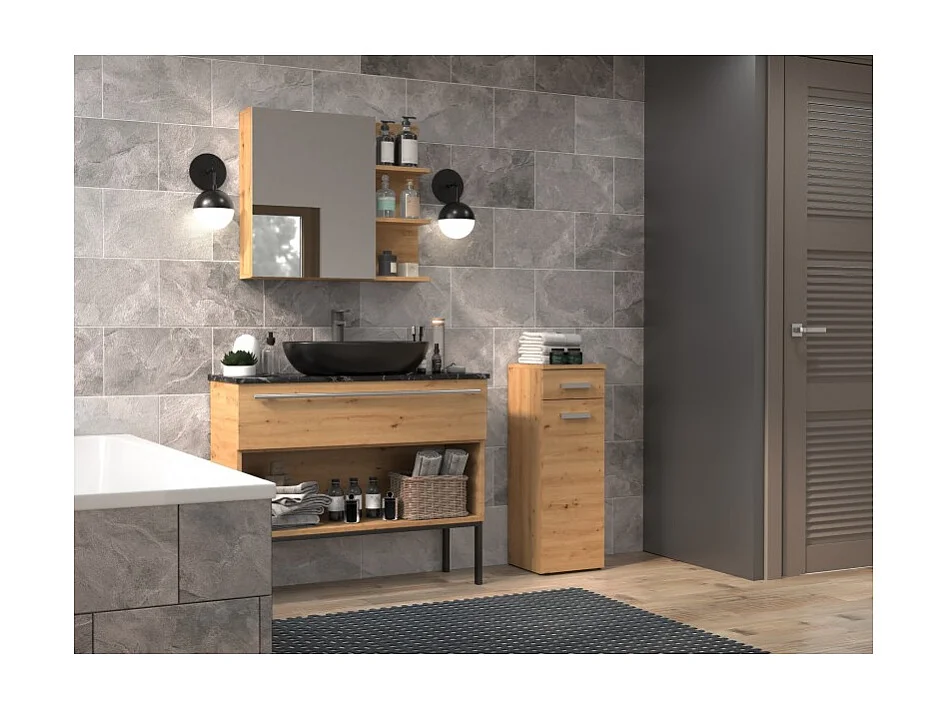 Słupek Łazienkowy Nel V DS | Dąb Artisan | 30x30x85 cm |  1 Drzwiczki, 1 Szuflada