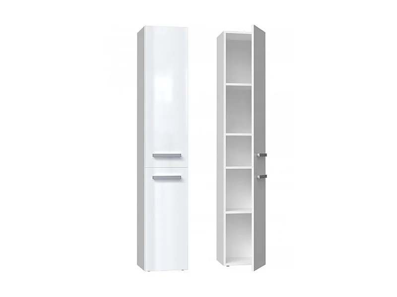 Słupek łazienkowy Nel II |  Biały Połysk | 31x30x174 cm| Regał Łazienkowy