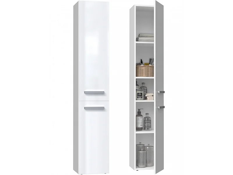 Słupek łazienkowy Nel II |  Biały Połysk | 31x30x174 cm| Regał Łazienkowy