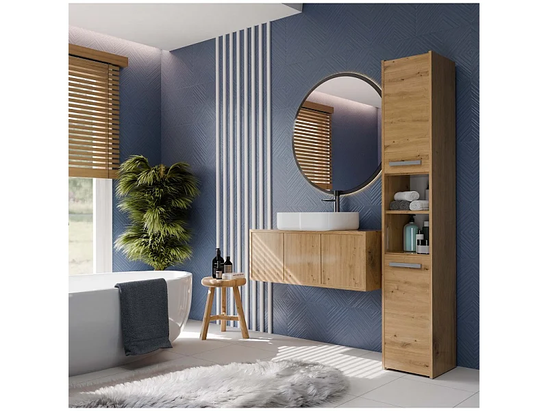 Szafka łazienkowy Sara S30 | Dąb Artisan | 30x30x170 cm | Szafka Regał Nowoczesny