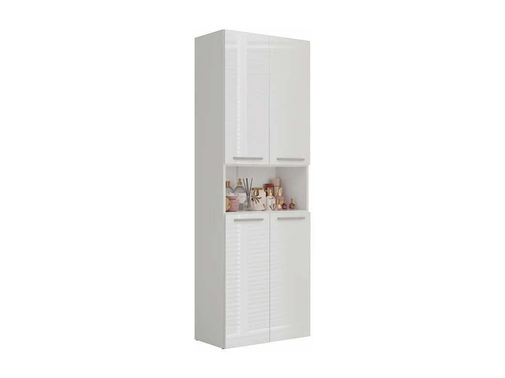 Słupek Łazienkowy NEL | Biały Połysk | 60x30x174 cm | Regał Łazienkowy