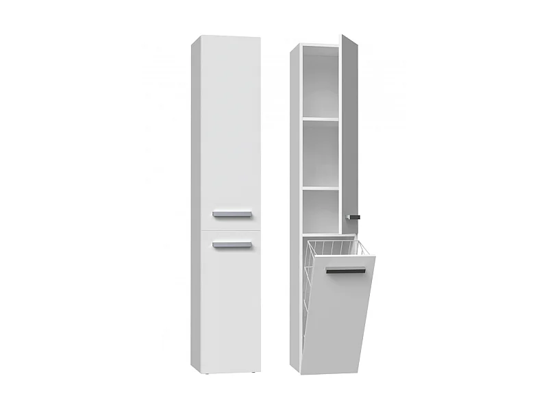 Słupek Łazienkowy Nel IV | Biały |  31x30x174 cm | Regał Łazienkowy