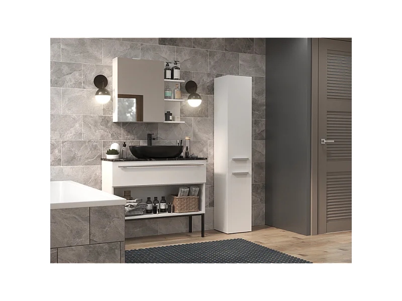 Słupek Łazienkowy Nel IV | Biały |  31x30x174 cm | Regał Łazienkowy