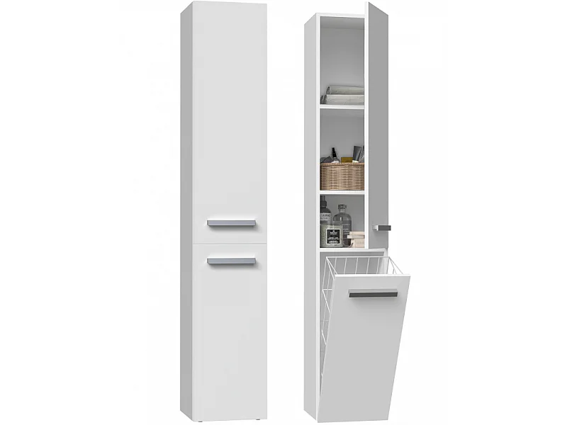 Słupek Łazienkowy Nel IV | Biały |  31x30x174 cm | Regał Łazienkowy