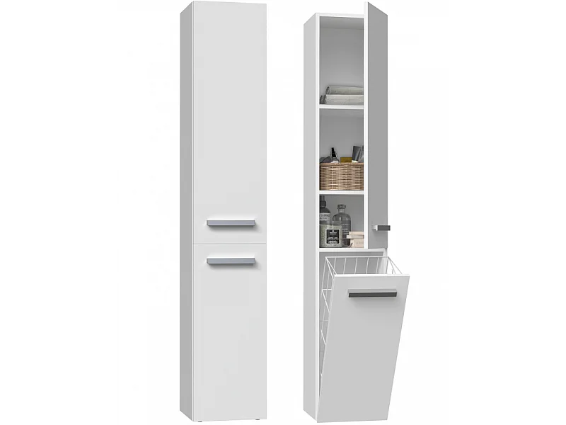 Słupek Łazienkowy Nel IV | Biały |  31x30x174 cm | Regał Łazienkowy