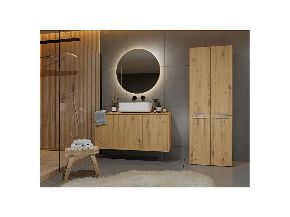 Słupek łazienkowy NEL 2K DD |  Dąb Artisan | 60x30x174 cm | Regał, Półki