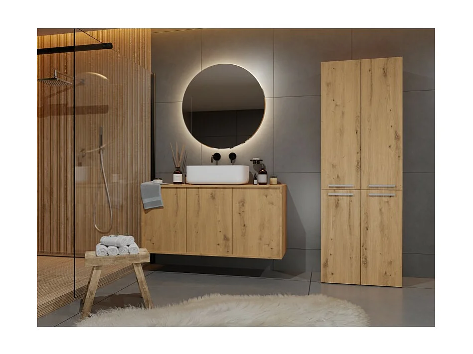 Słupek łazienkowy NEL 2K DD |  Dąb Artisan | 60x30x174 cm | Regał, Półki