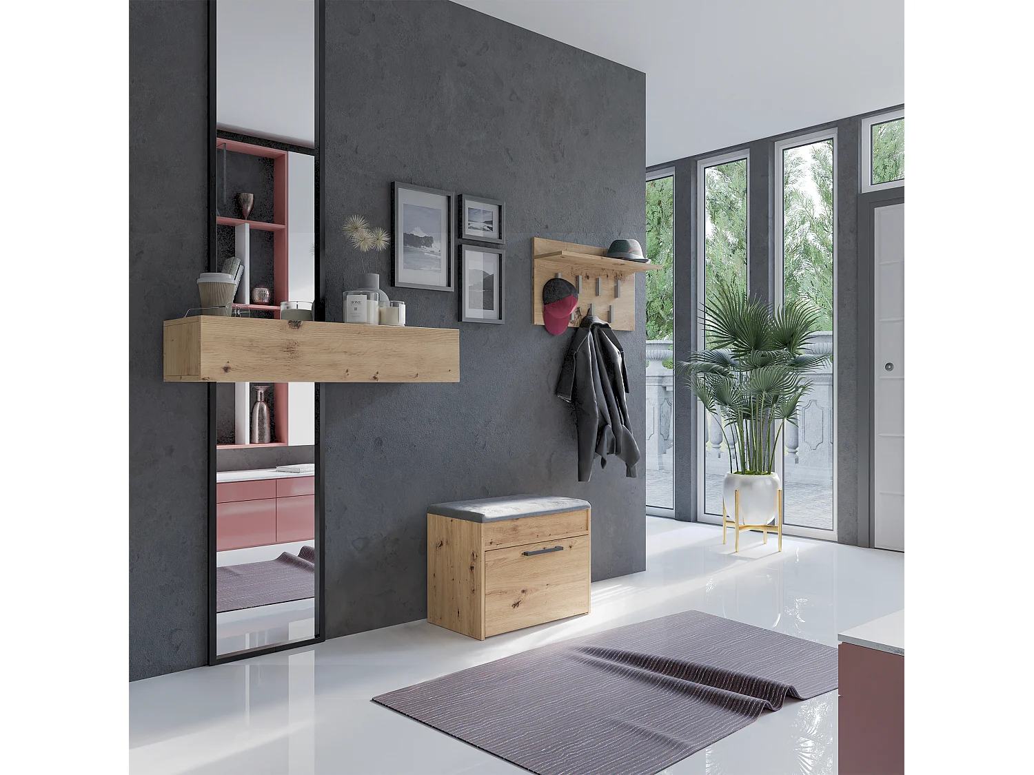 Szafka na Obuwie Parma MINI | Dąb Artisan |  60x35x49 cm | Szafka na obuwie z siedziskiem