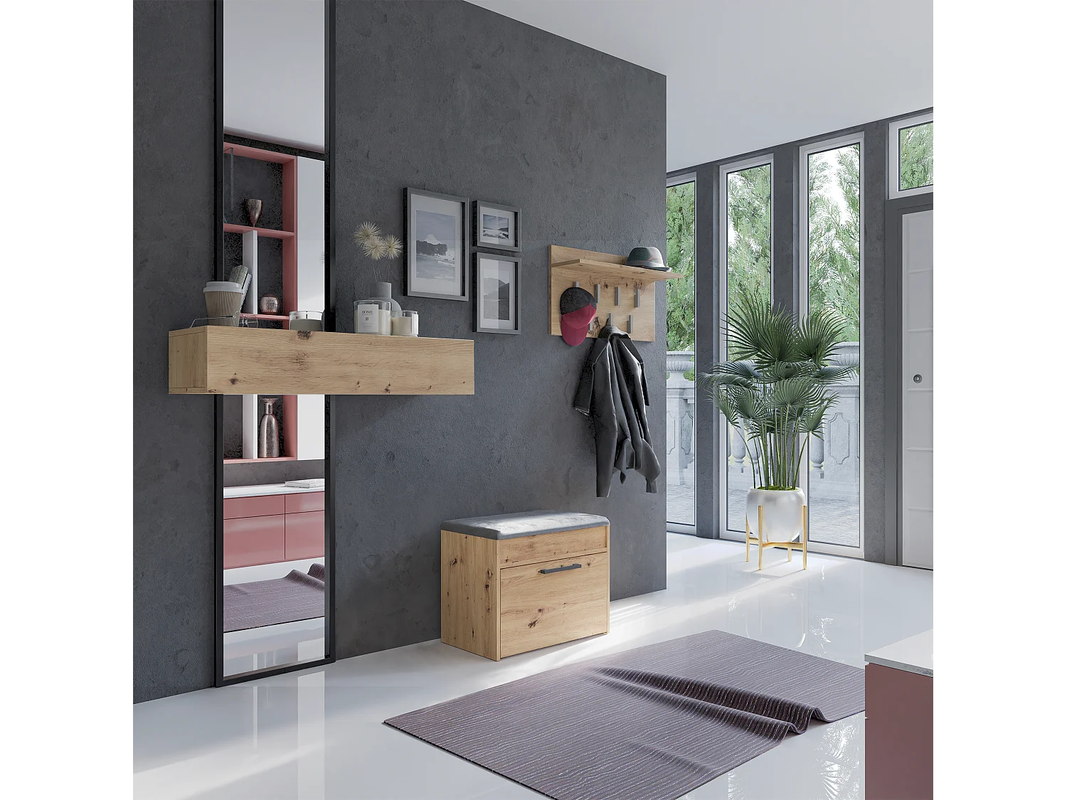 Szafka na Obuwie Parma MINI | Dąb Artisan |  60x35x49 cm | Szafka na obuwie z siedziskiem