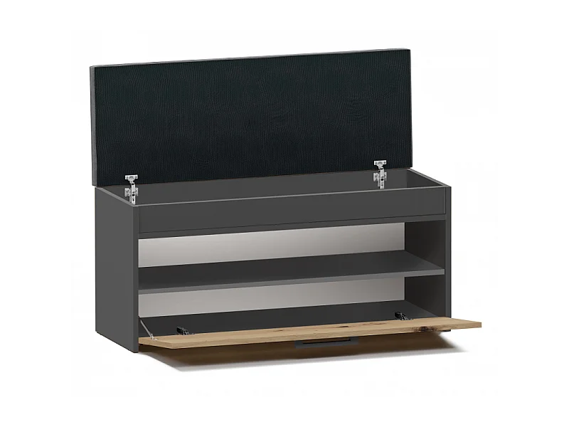 Szafka na obuwie Parma | Antracyt/Artisan | 100x35x49 cm | Szafka na obuwie z siedziskiem i schowkiem