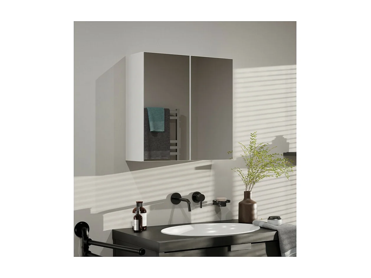 Szafka Łazienkowa Wisząca Pola 2DL | Biała | 60x22x60 cm | Szafka Łazienkowa z Lustem