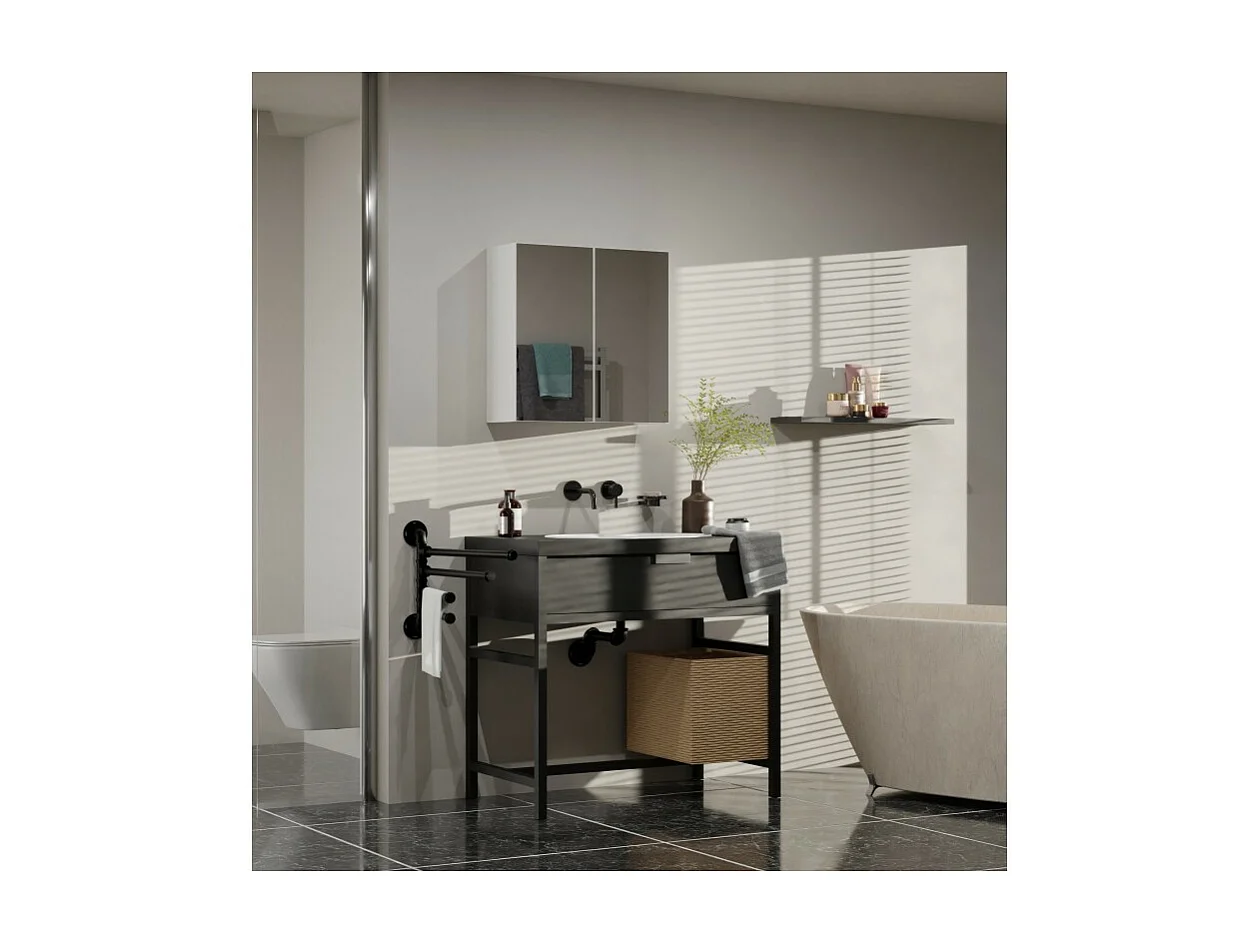 Szafka Łazienkowa Wisząca Pola 2DL | Biała | 60x22x60 cm | Szafka Łazienkowa z Lustem