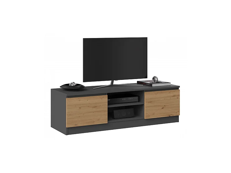 Szafka RTV Malwa 120 | Antracyt/Dąb Artisan | 120x40x36 cm | Nowoczesny Stolik RTV