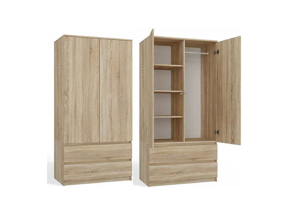 Szafa Malwa SS-90 | Dąb Sonoma  | 90x50x180 cm | Nowoczesna Szafa Dwudrzwiowa