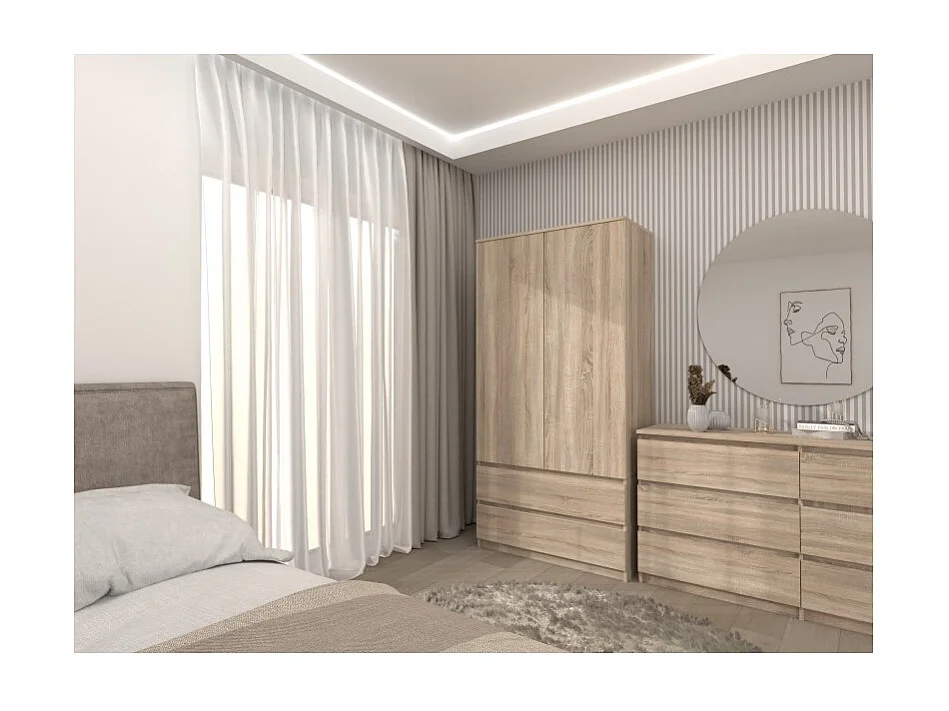 Szafa Malwa SS-90 | Dąb Sonoma  | 90x50x180 cm | Nowoczesna Szafa Dwudrzwiowa