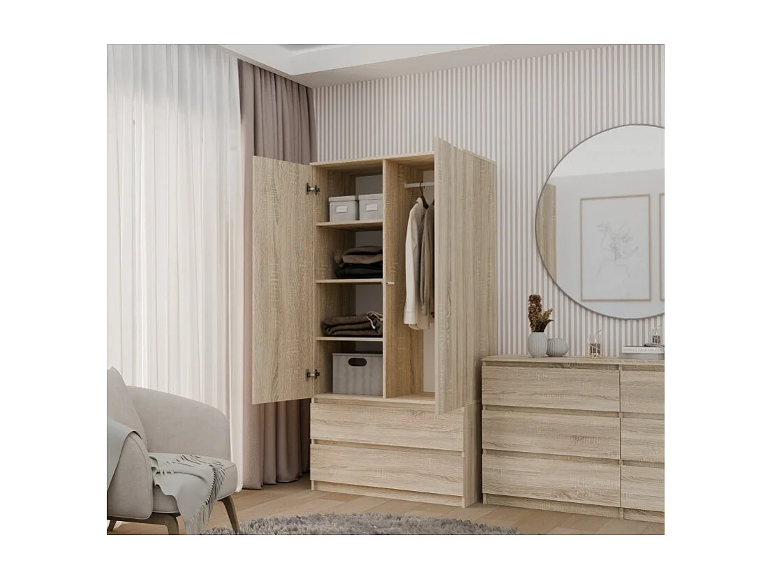 Szafa Malwa SS-90 | Dąb Sonoma  | 90x50x180 cm | Nowoczesna Szafa Dwudrzwiowa