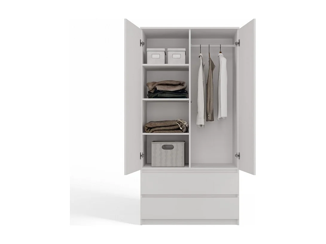 Szafa Malwa SS-90 | Biała | 90x50x180 cm | Nowoczesna Szafa Dwudrzwiowa