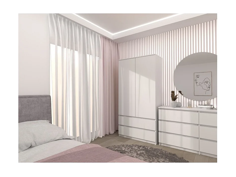 Szafa Malwa SS-90 | Biała | 90x50x180 cm | Nowoczesna Szafa Dwudrzwiowa