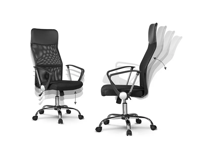 Fotel Obrotowy Nemo | Szary | 61x50x107,5 cm | Chrom, Siatka