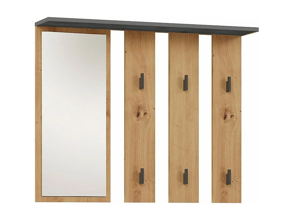Wieszak Parma | Antracyt/Dąb Artisan | 100x15x81,5 cm | Lustro i Wieszaki