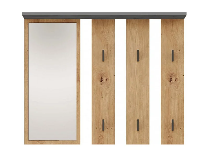 Wieszak Parma | Antracyt/Dąb Artisan | 100x15x81,5 cm | Lustro i Wieszaki