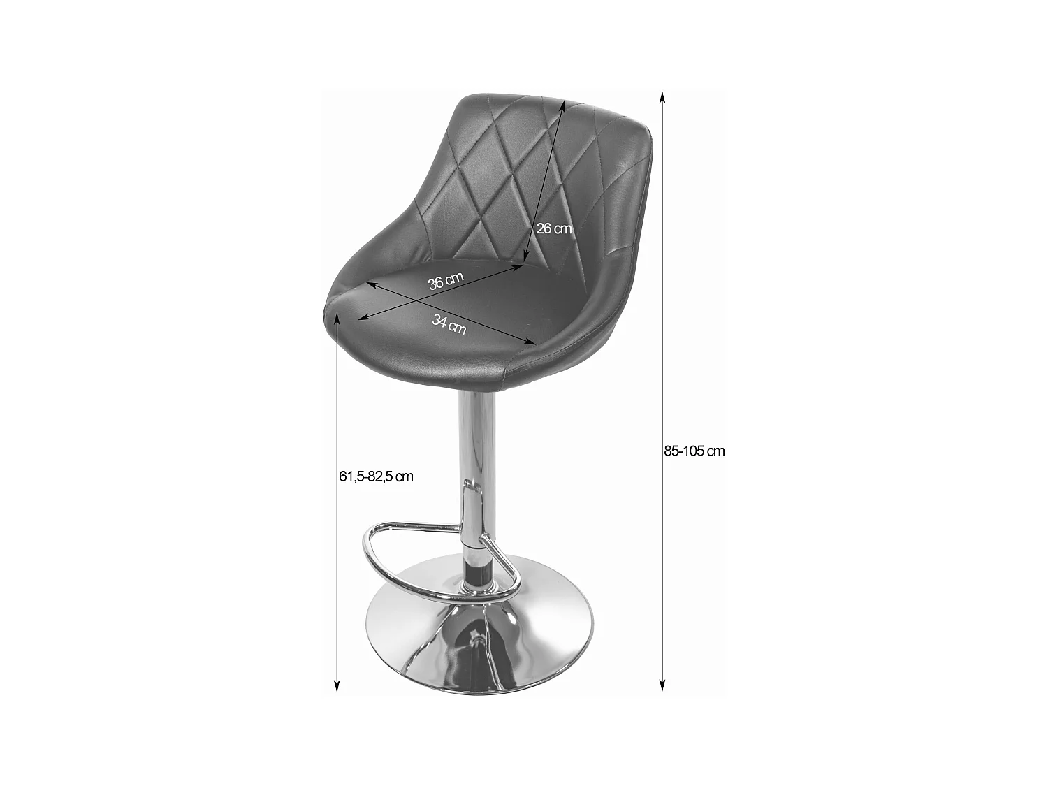 Tabouret KAST - éco-cuir noir / base chromée