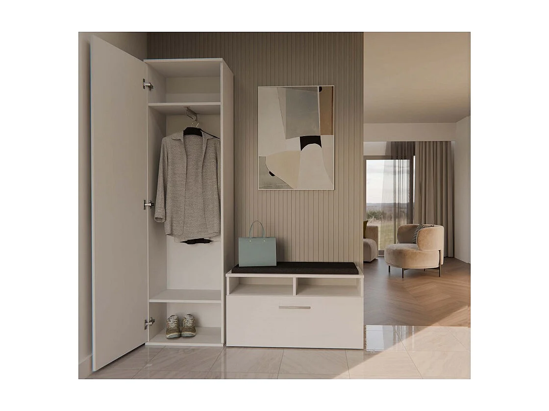 Szafa Duo | Biała | Nowoczesna Szafa z lustrem | 50x35x180 cm | Przedpokój