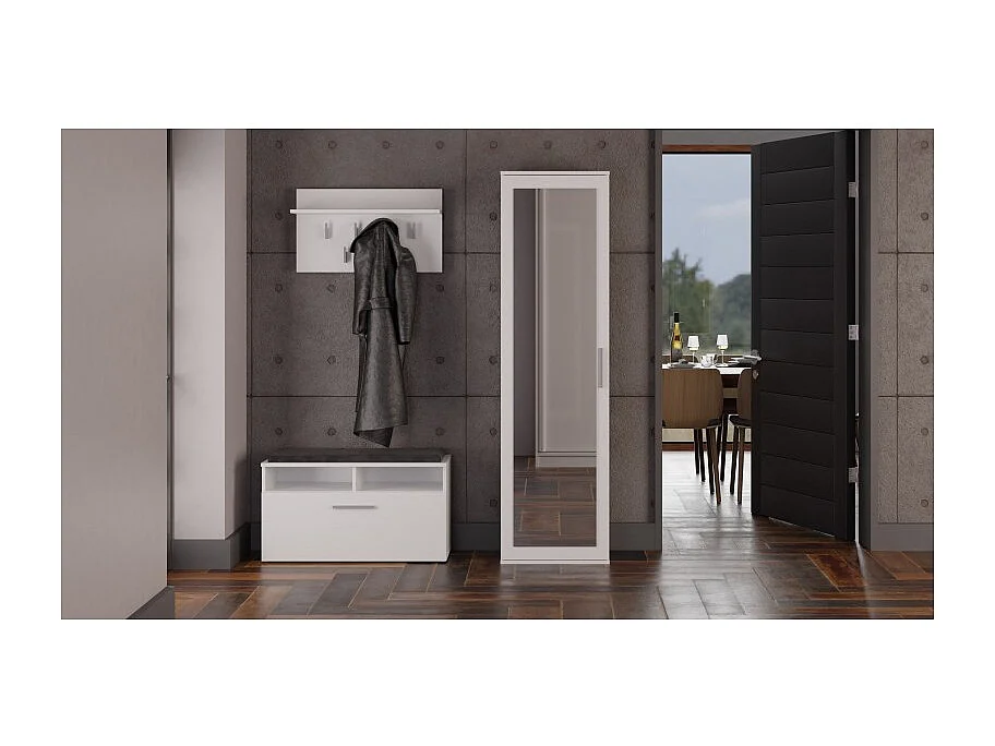 Szafa Duo | Biała | Nowoczesna Szafa z lustrem | 50x35x180 cm | Przedpokój