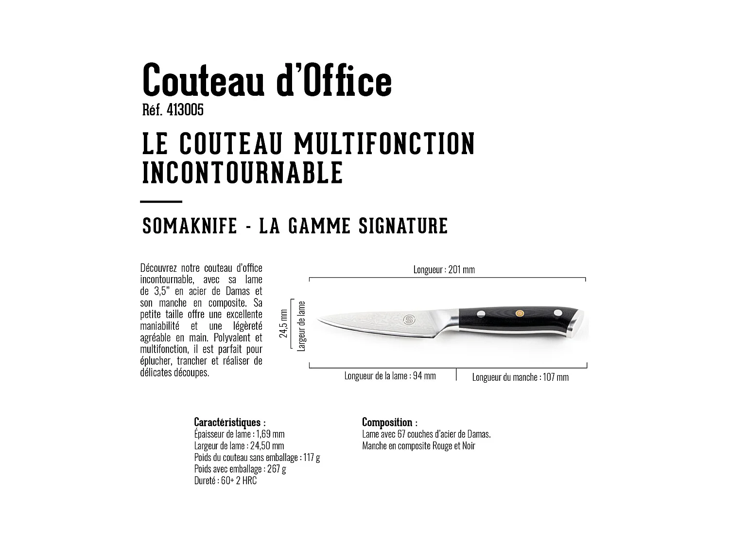 Cuchillo de oficina de 3,5 pulgadas, gama Signature - SOMAGIC