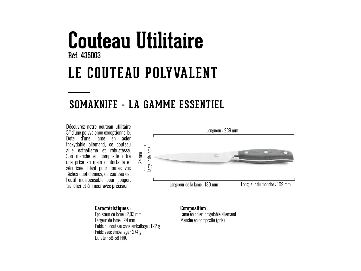 UTILITY 5 inch mes, Essentiel serie