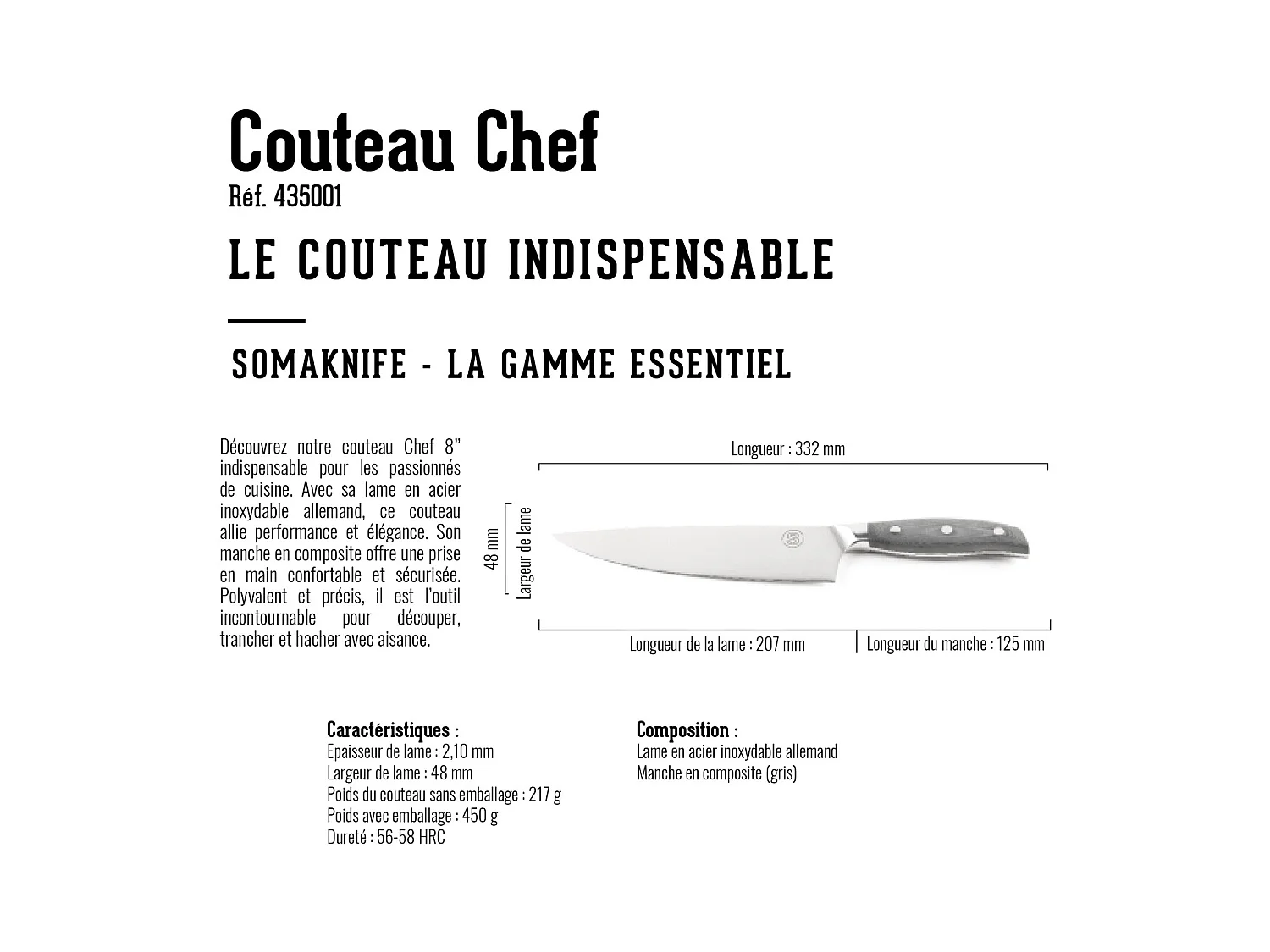 Coltello da chef da 9 pollici, gamma Essentiel