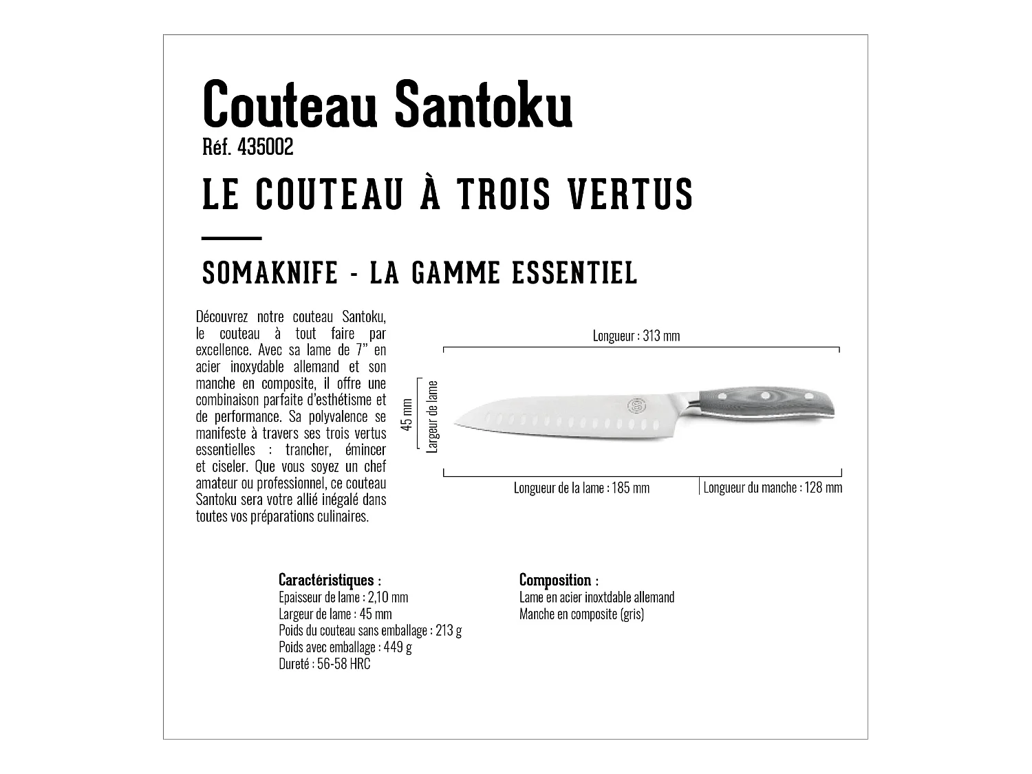 SANTOKU 7-inch mes, Essentiel serie