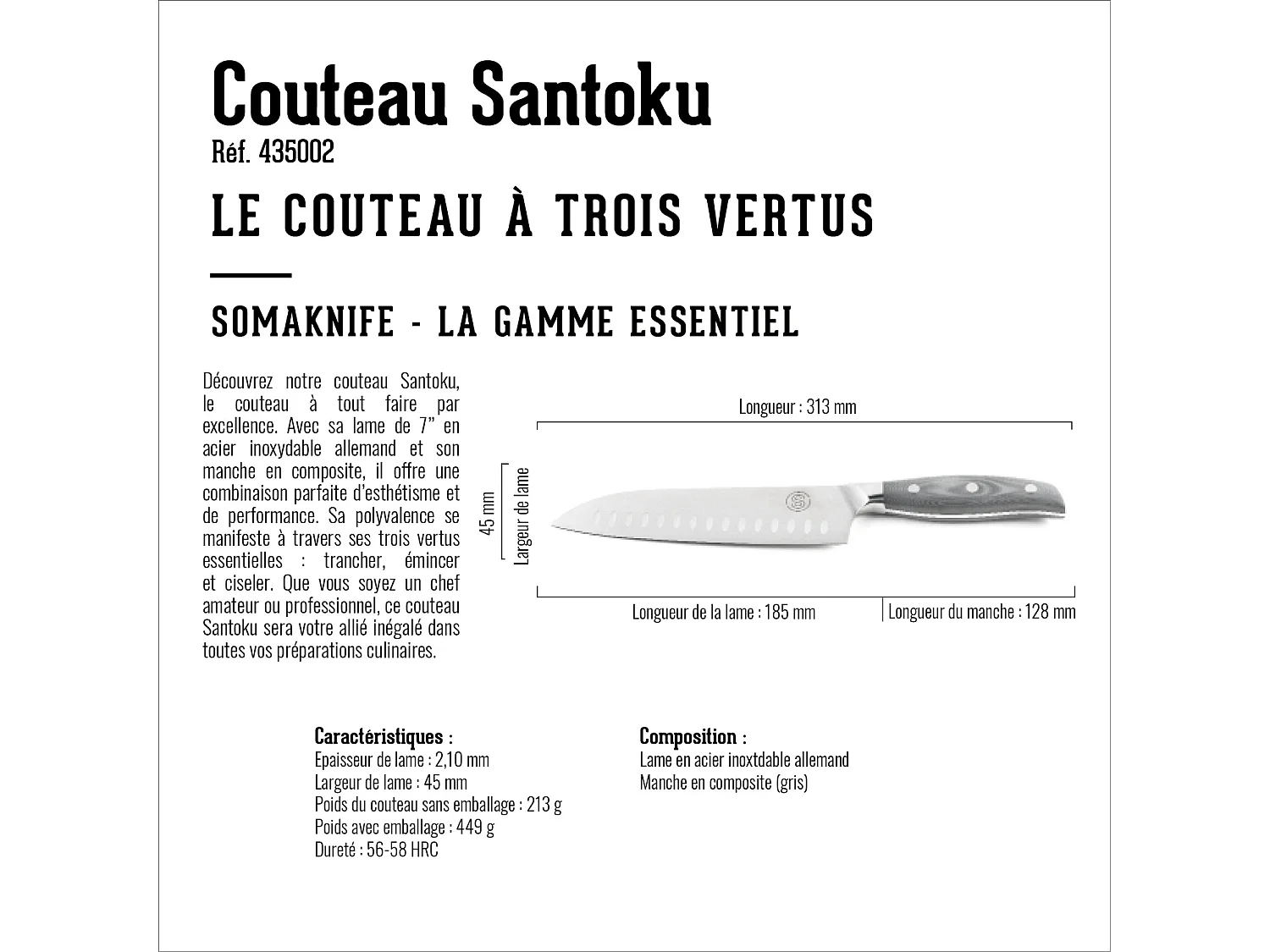 SANTOKU 7-inch mes, Essentiel serie