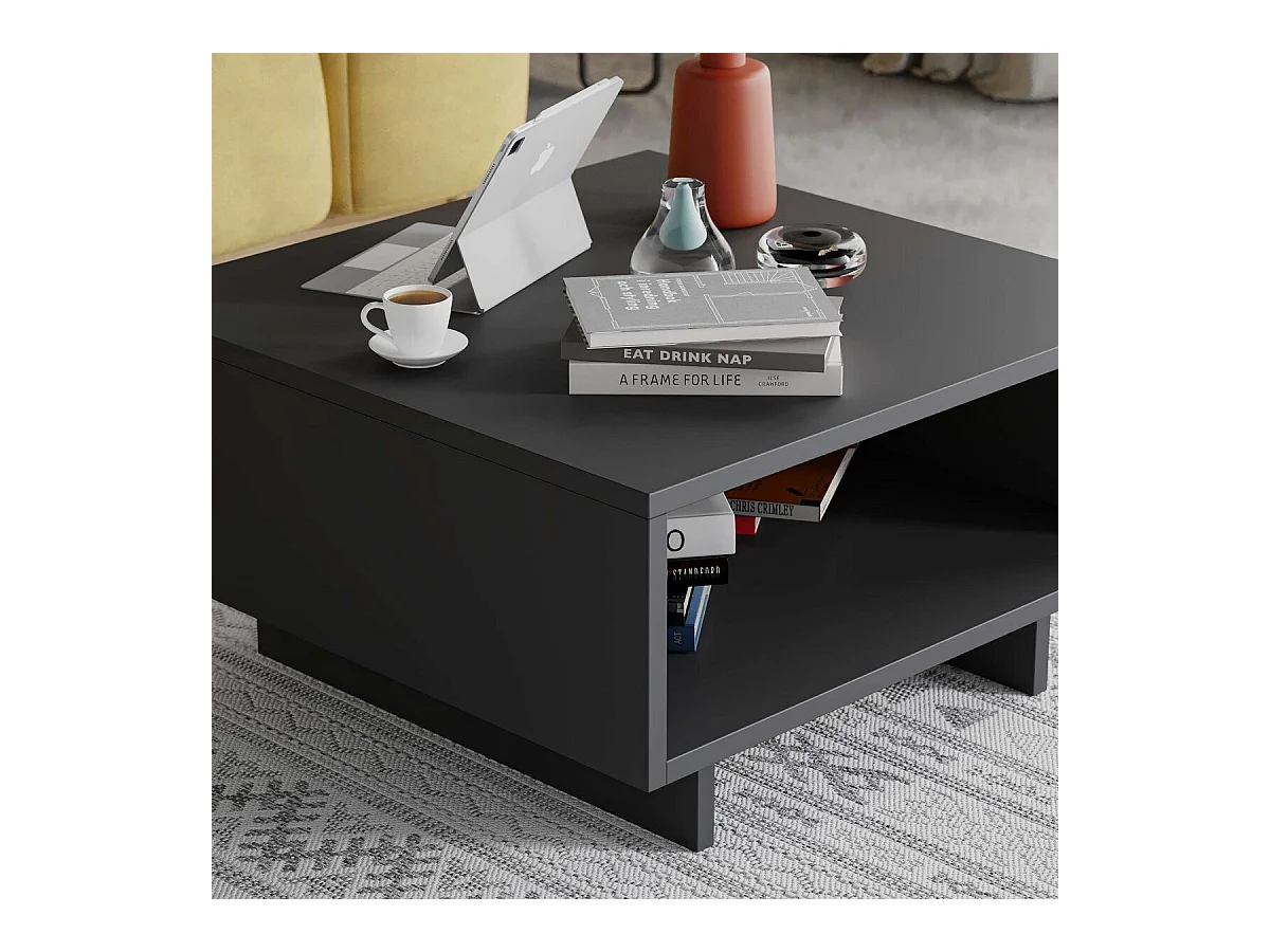 Niedriger Tisch mit 1 Regal L60 cm - Hola