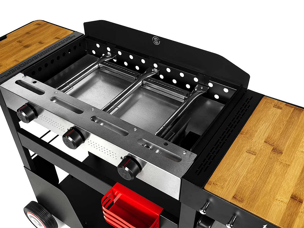 Plancha gaz sur chariot 3 brûleurs Solia 350 - Somagic