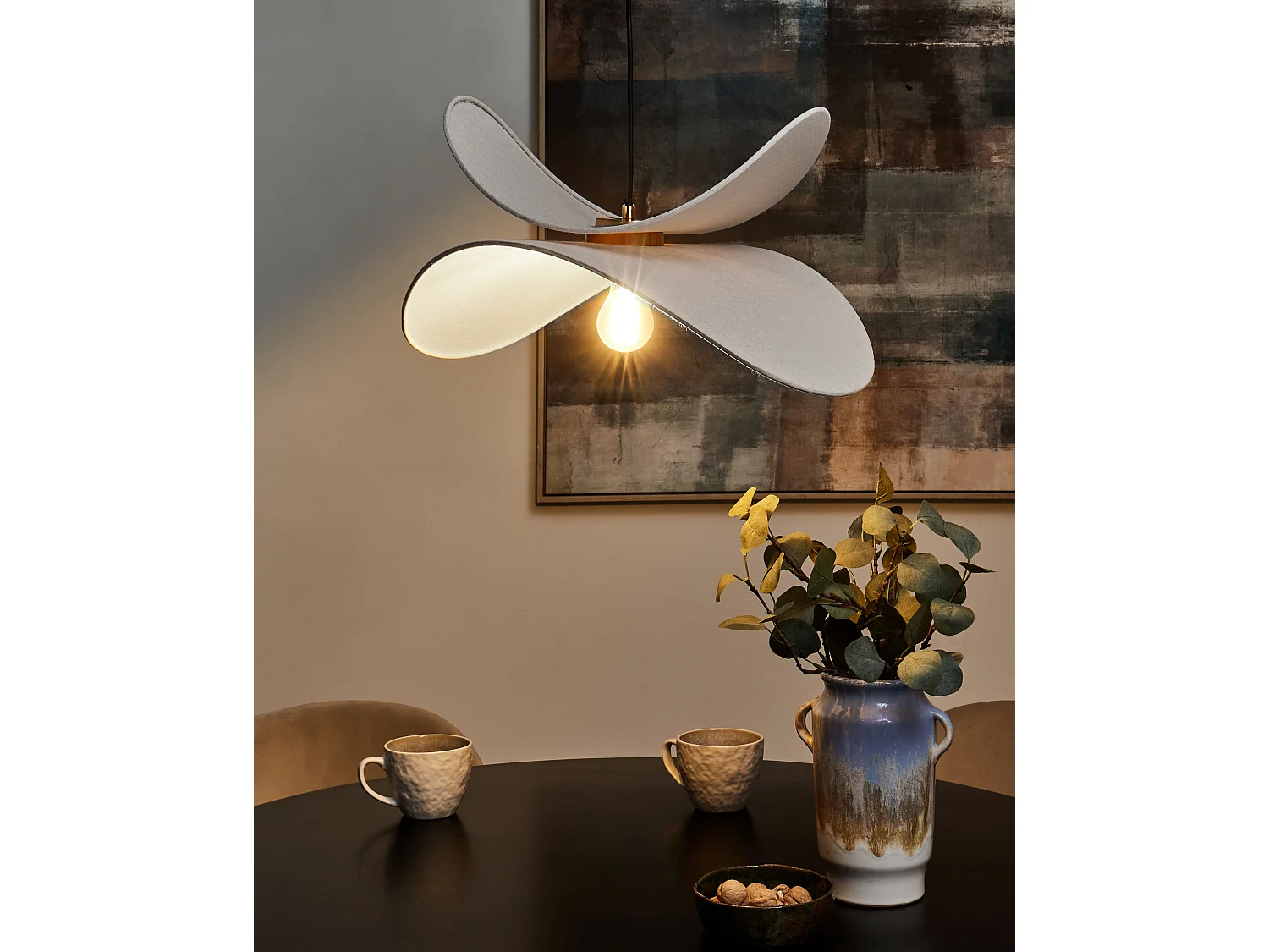 Lampadario MASCOTA Lino sintetico Grigio chiaro